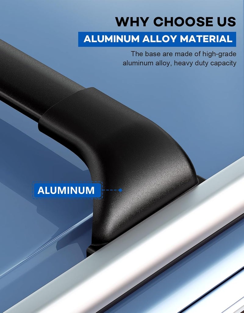 wonderdriver Roof Rack Cross Bars 220lbs Compatible with Jeep Compass 2018-2026,Heavy Duty All-Metal Aluminum Roof Rails Crossbars Cargo Canoe Black Rooftop Cargo Carrier Luggage. - Image 4